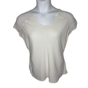 J Jill Women's Size Small S Ivory Blouse Cap Sleeve Rayon‎ Top